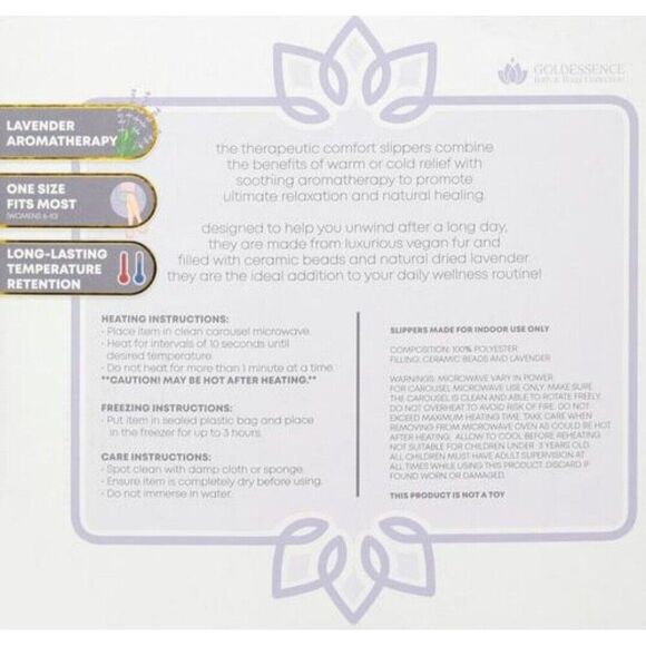 Lavendar Hot Cold Comfort Slippers Microwaveable Freezable Pain Relief fits 6-10 - Picture 2 of 2